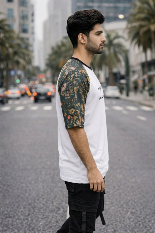 White Premium Fabric Oversized Printed T Shirt For Men