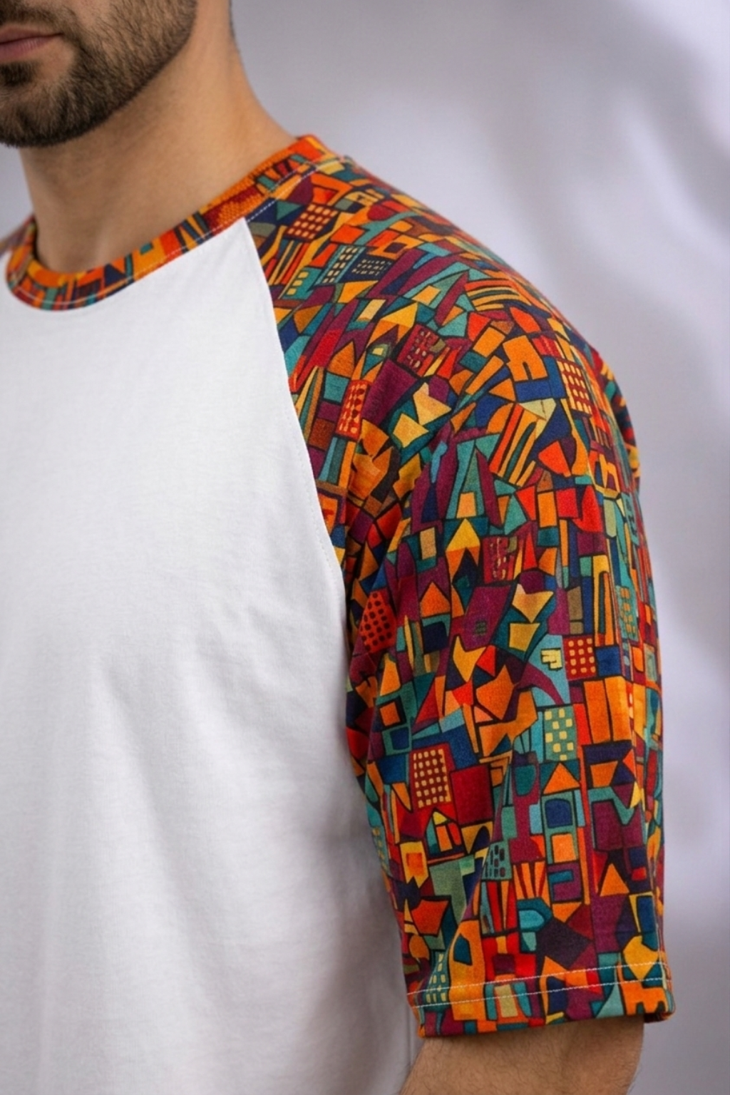 White Premium Fabric Oversized Printed T Shirt For Men