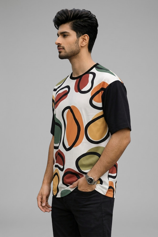 Multicolor Premium Fabric Oversized Printed T Shirt For Men