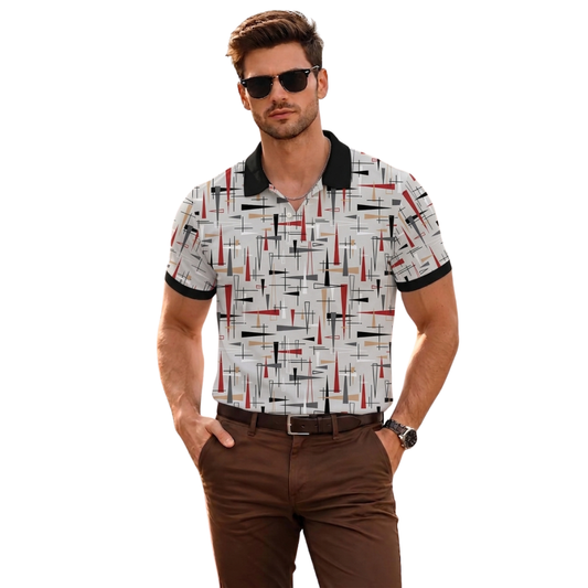 Multicolor Premium Fabric Regular Printed Polo T Shirt For Men