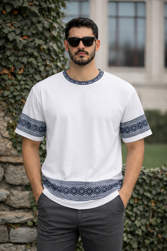 White Premium Fabric Oversized Printed T Shirt For Men
