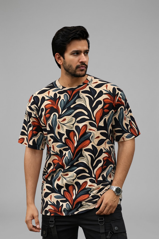 Multicolor Premium Fabric Oversized Printed T Shirt For Men