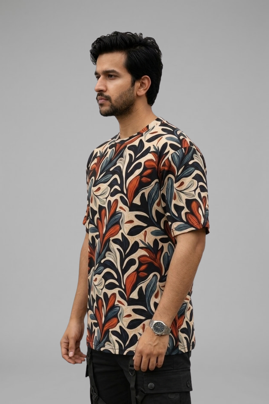 Multicolor Premium Fabric Oversized Printed T Shirt For Men