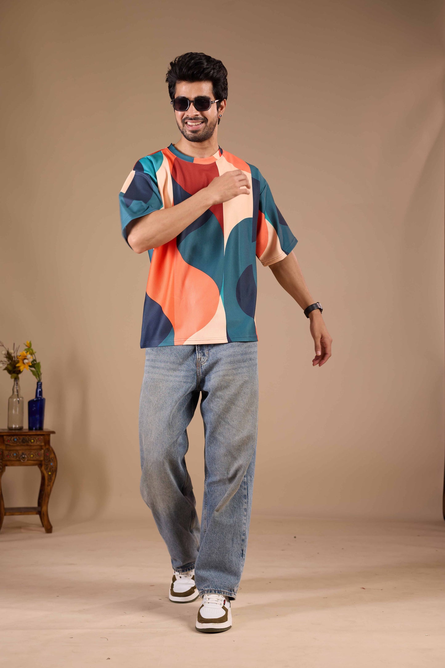 Multicolor Premium Fabric Oversized Printed T Shirt For Men