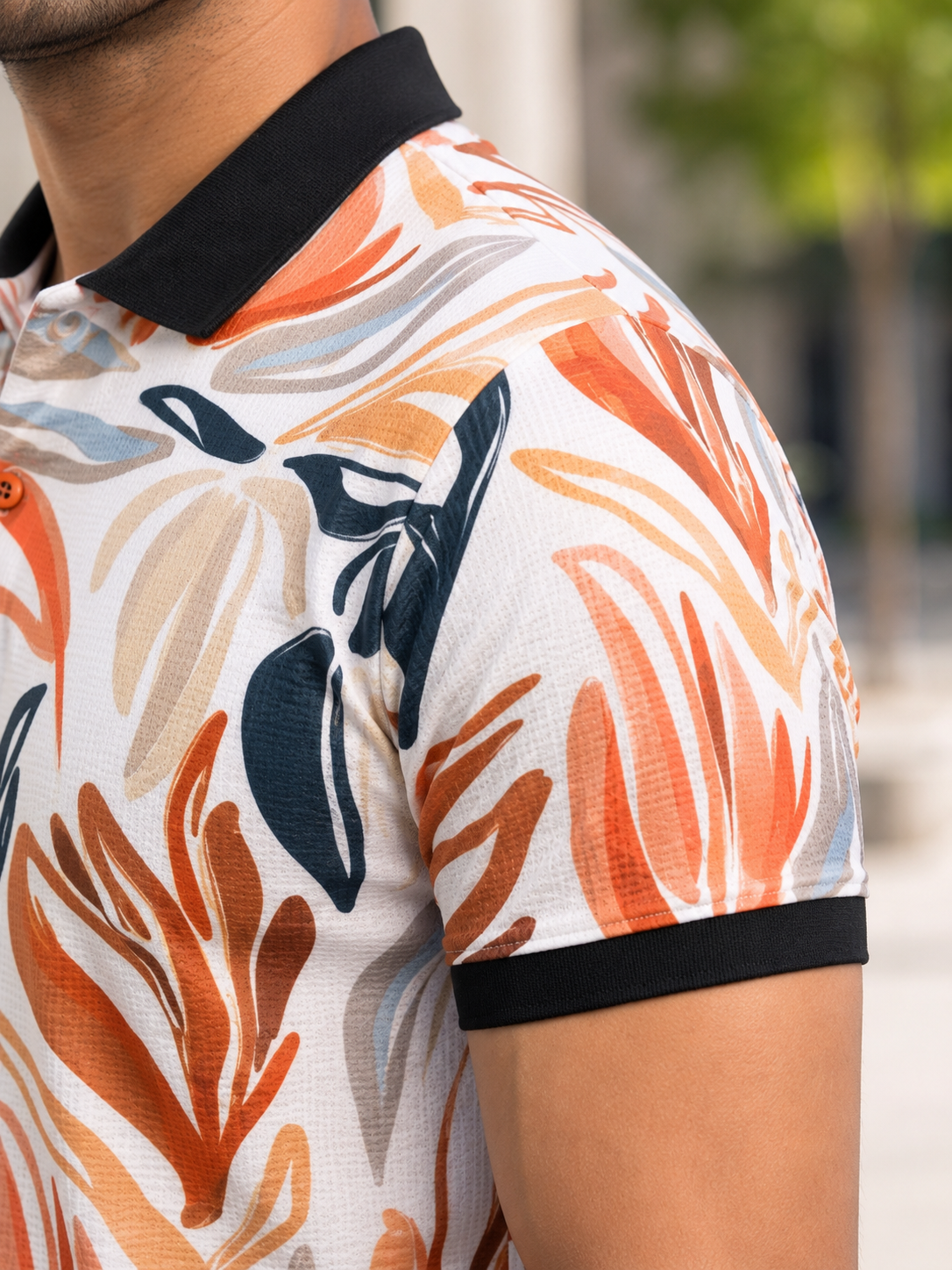 Tshirtsbuddy Men's Abstract Floral Polo T-Shirt