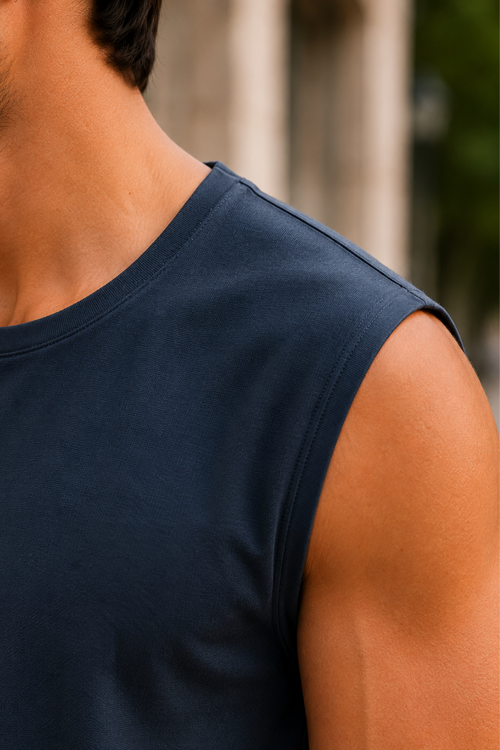 Men’s Navy Blue Sleeveless Tank Top with Matching Shorts