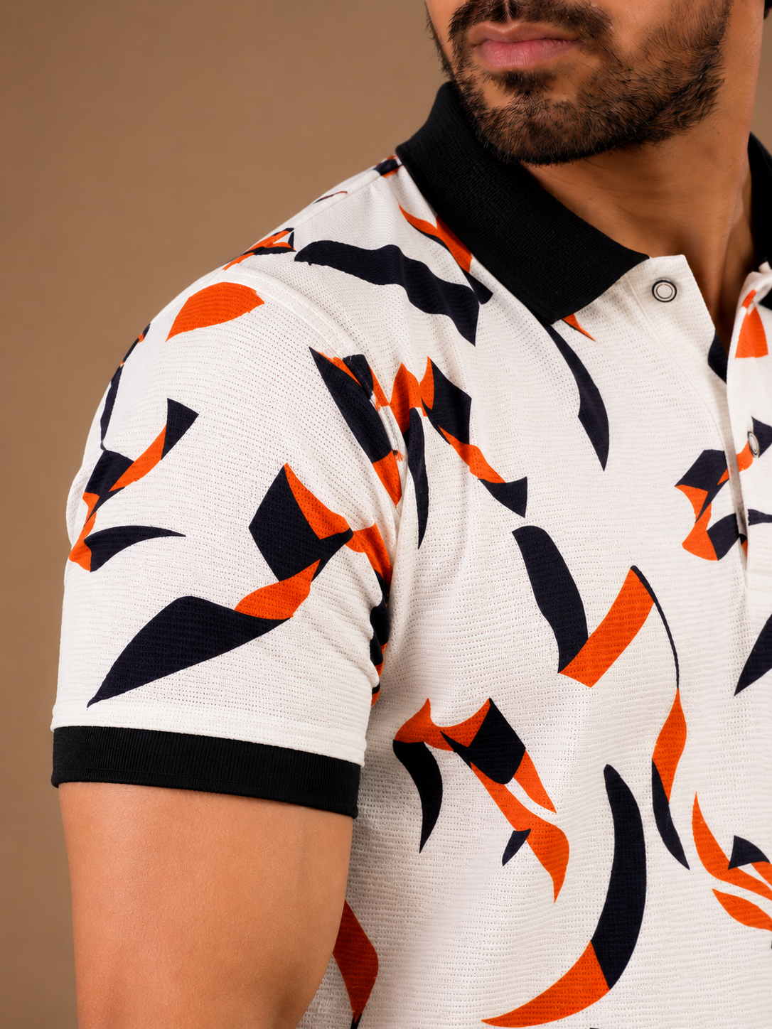 Tshirtsbuddy Men's Geometric Ribbon Pattern Polo T-Shirt