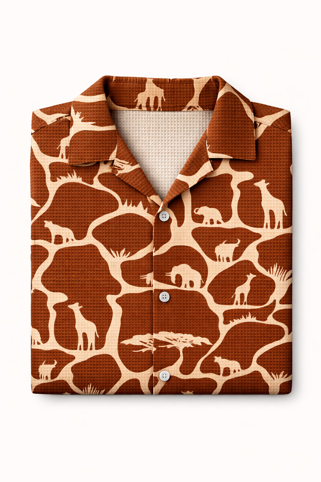 Men’s Brown Safari Print Camp Collar Shirt