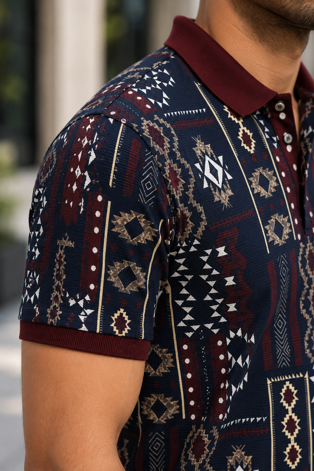 Multicolor Premium Fabric Regular Printed Polo T Shirt For Men