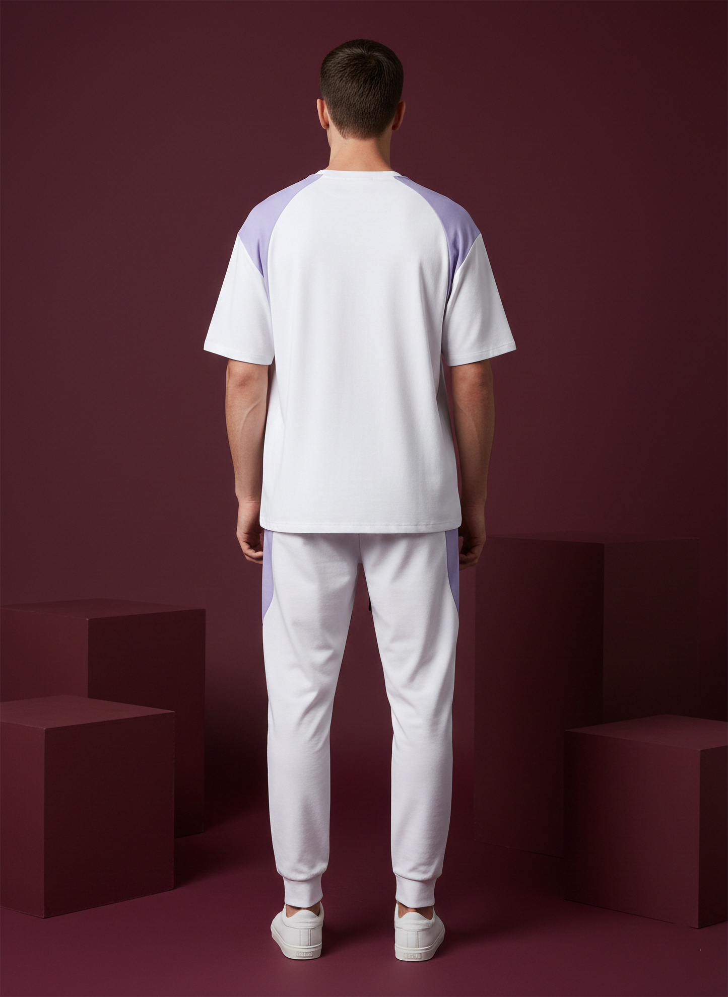 Men’s White & Purple Loungewear Co-Ord Set