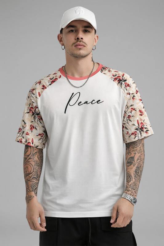 White Premium Fabric Oversized Printed T Shirt For Men