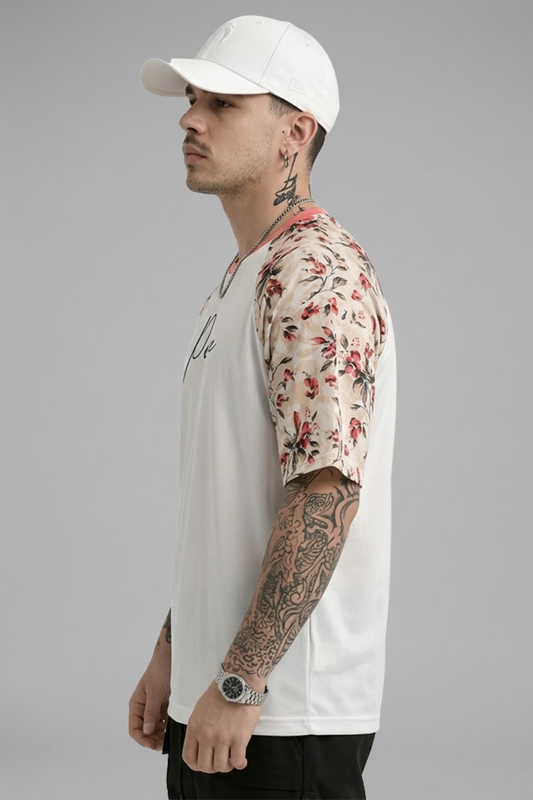 White Premium Fabric Oversized Printed T Shirt For Men