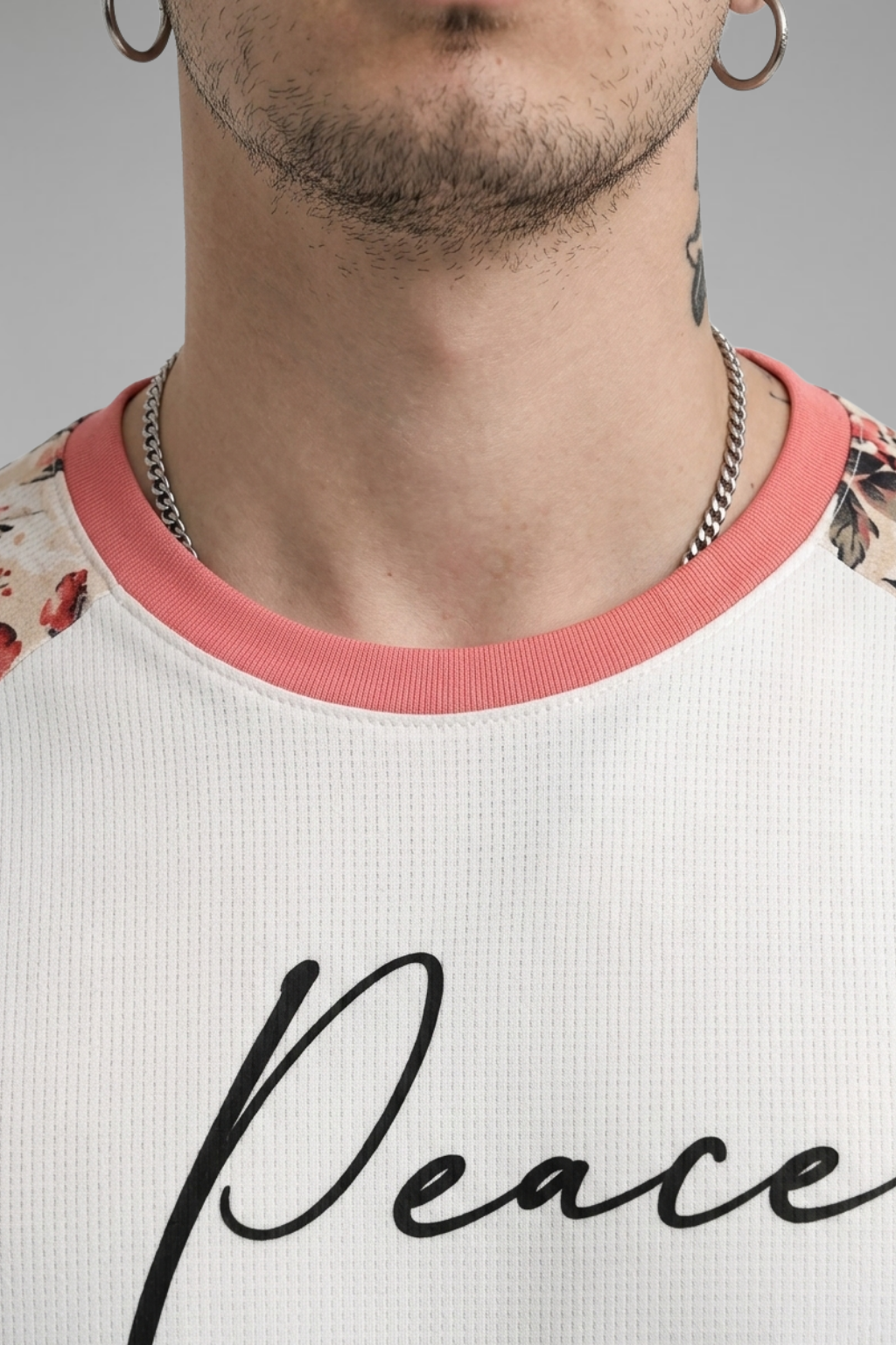 White Premium Fabric Oversized Printed T Shirt For Men