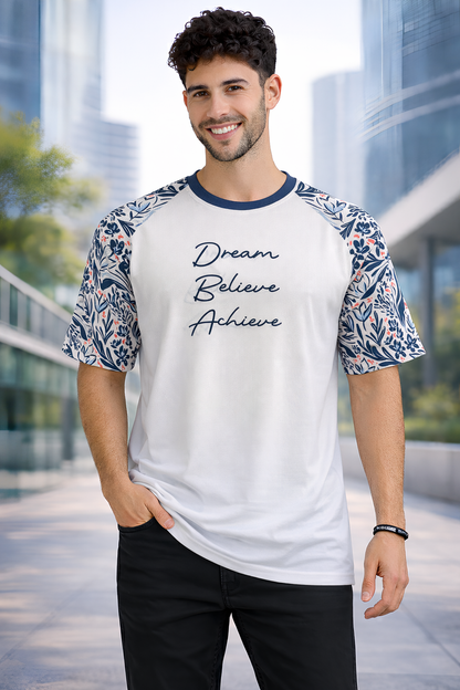 White Premium Fabric Oversized Printed T Shirt For Men
