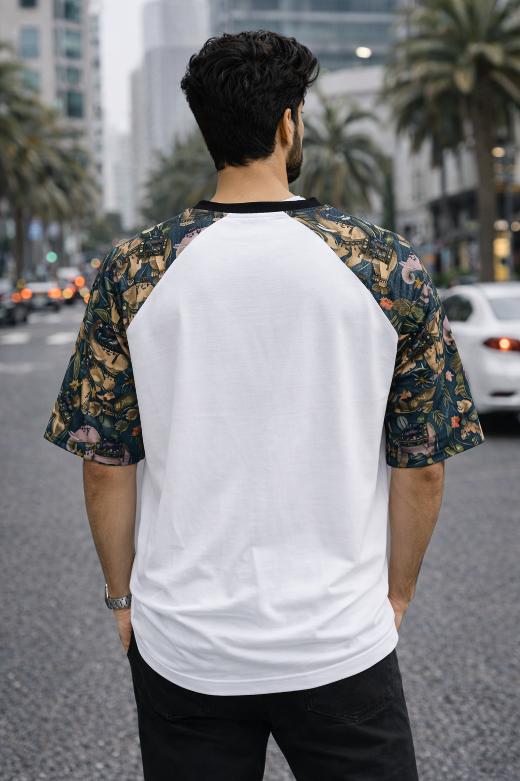 White Premium Fabric Oversized Printed T Shirt For Men