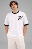 White Premium Fabric Oversized Printed T Shirt For Men