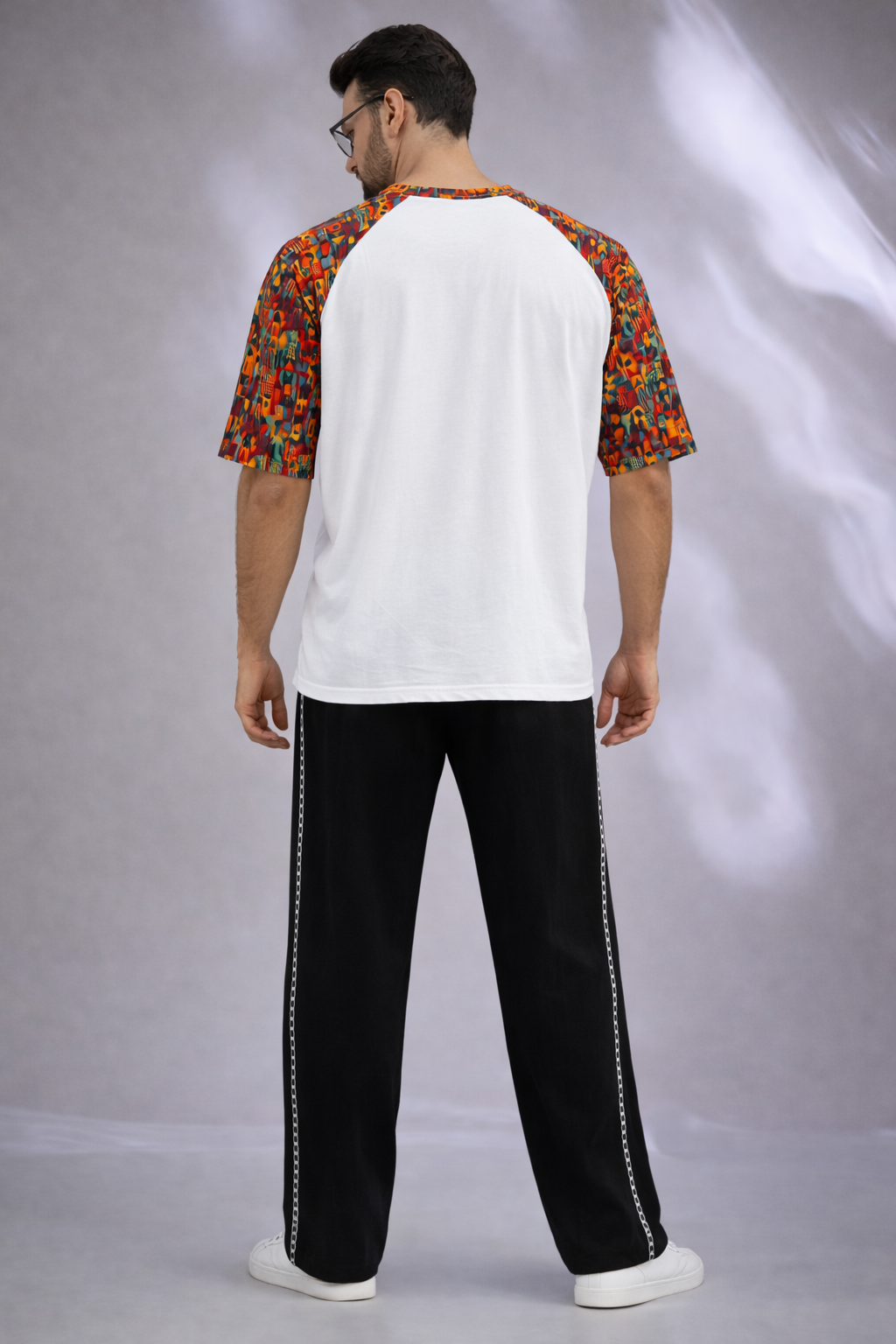 White Premium Fabric Oversized Printed T Shirt For Men