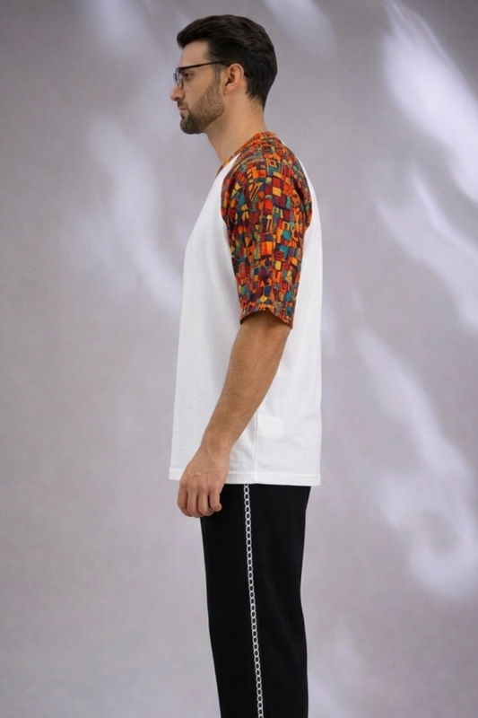 White Premium Fabric Oversized Printed T Shirt For Men
