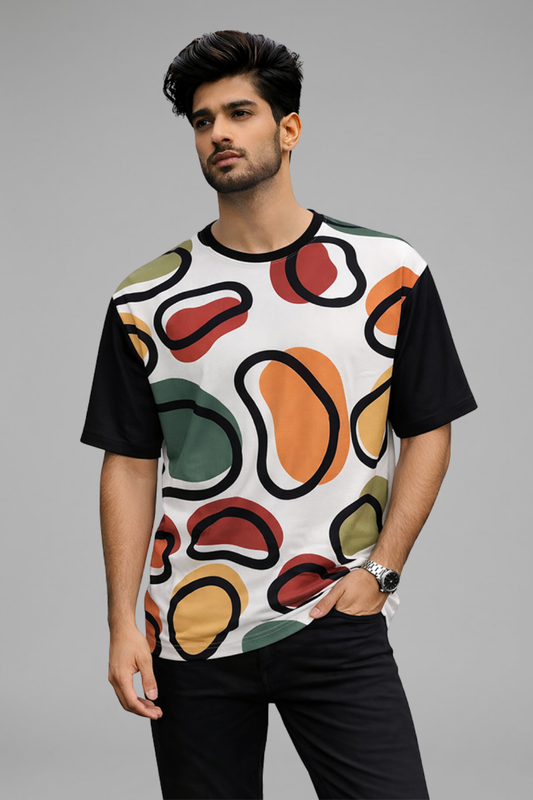 Multicolor Premium Fabric Oversized Printed T Shirt For Men