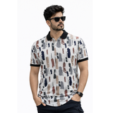 Multicolor Premium Fabric Regular Printed Polo T Shirt For Men