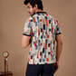 Multicolor Premium Fabric Regular Printed Polo T Shirt For Men