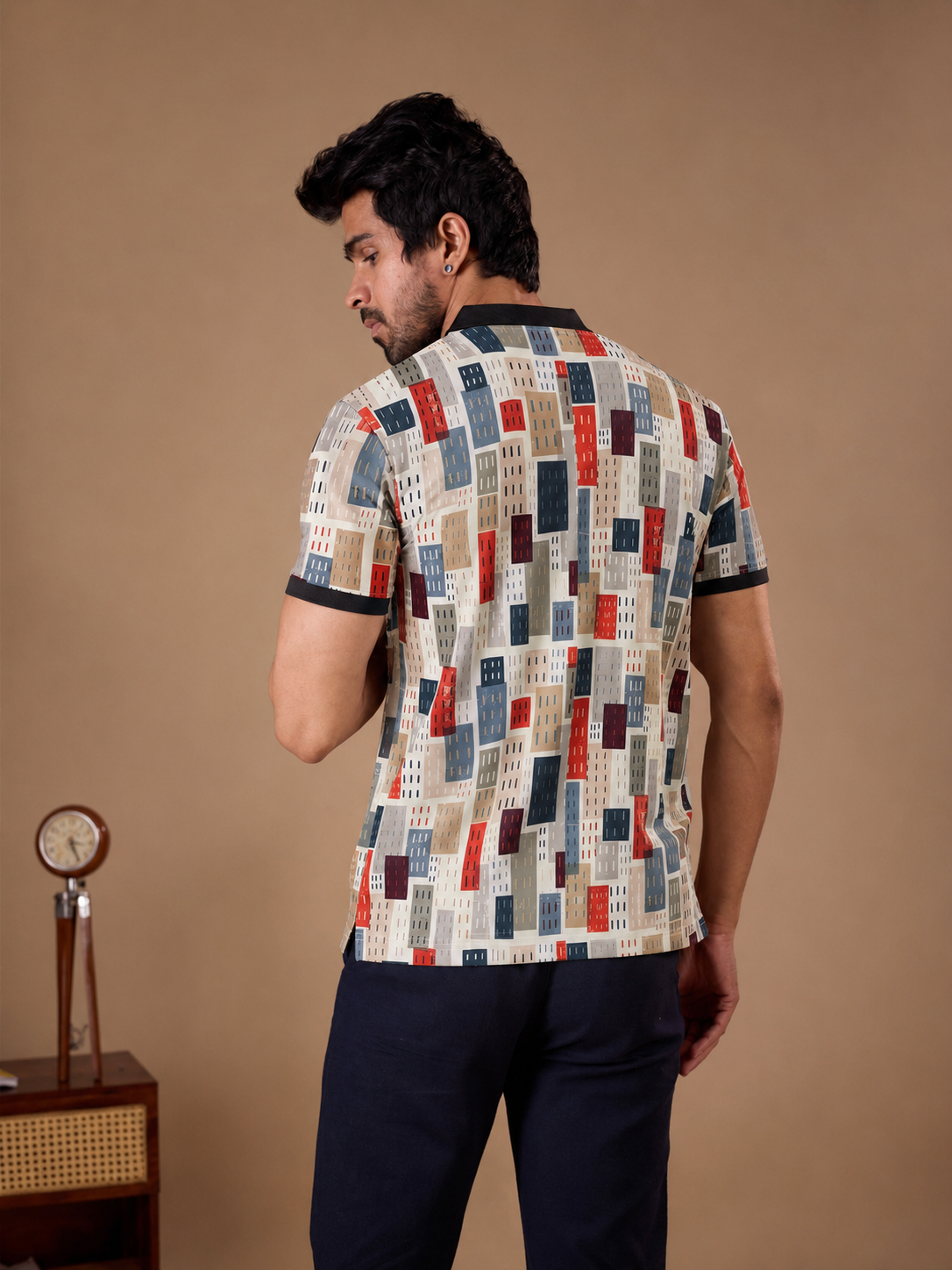 Multicolor Premium Fabric Regular Printed Polo T Shirt For Men