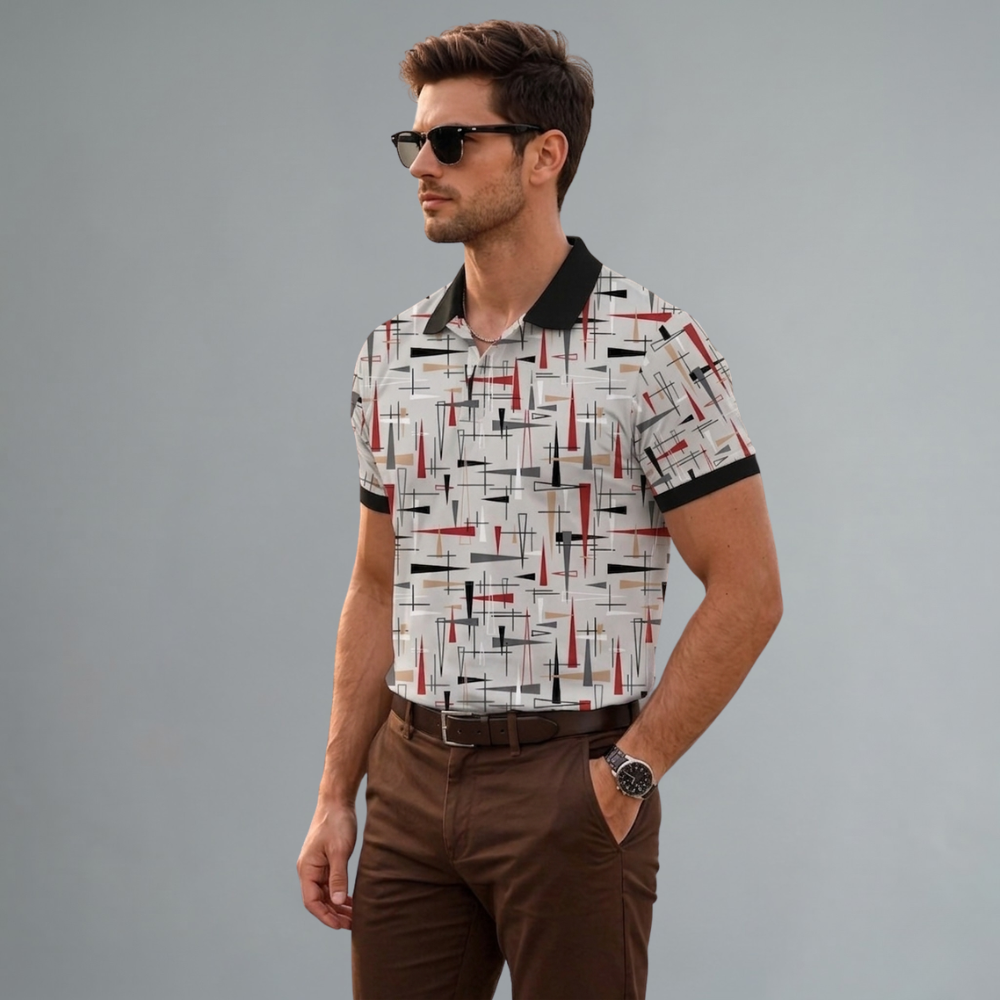Multicolor Premium Fabric Regular Printed Polo T Shirt For Men