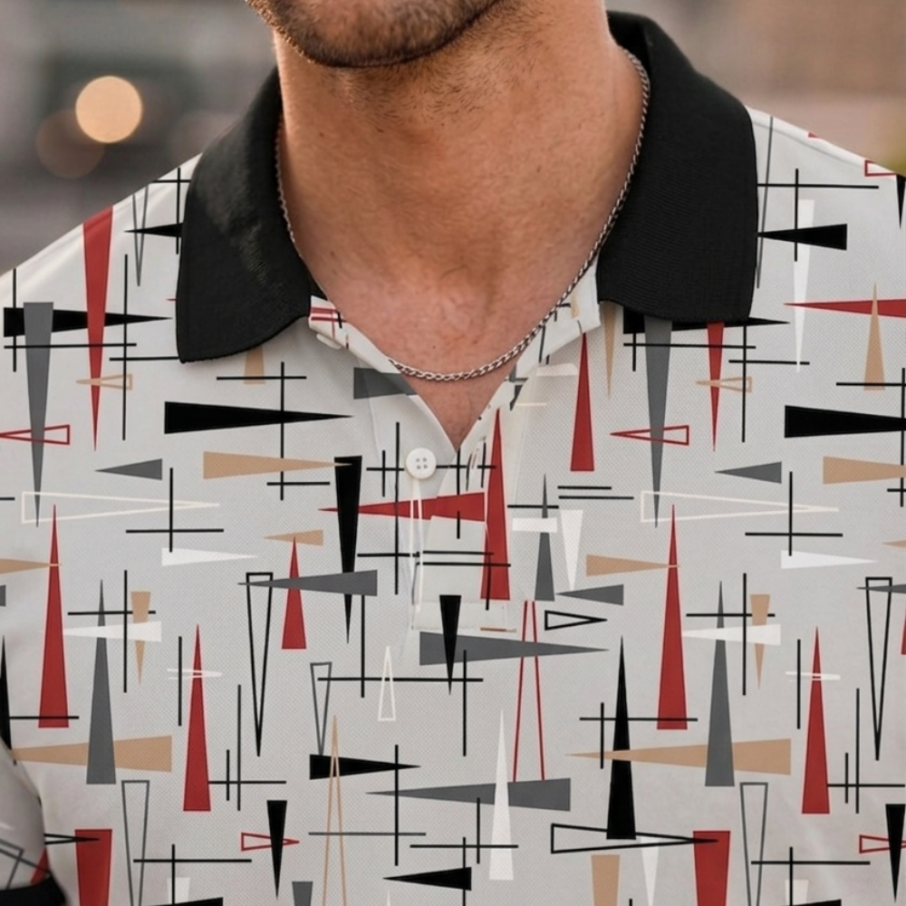 Multicolor Premium Fabric Regular Printed Polo T Shirt For Men