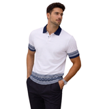 White Premium Fabric Regular Printed Polo T Shirt For Men