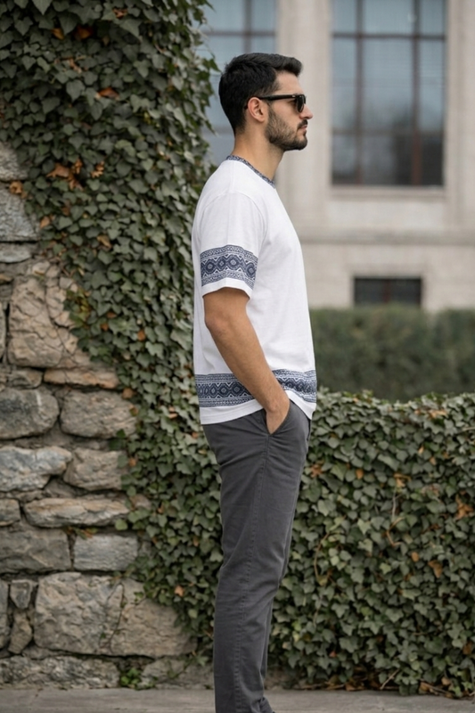 White Premium Fabric Oversized Printed T Shirt For Men