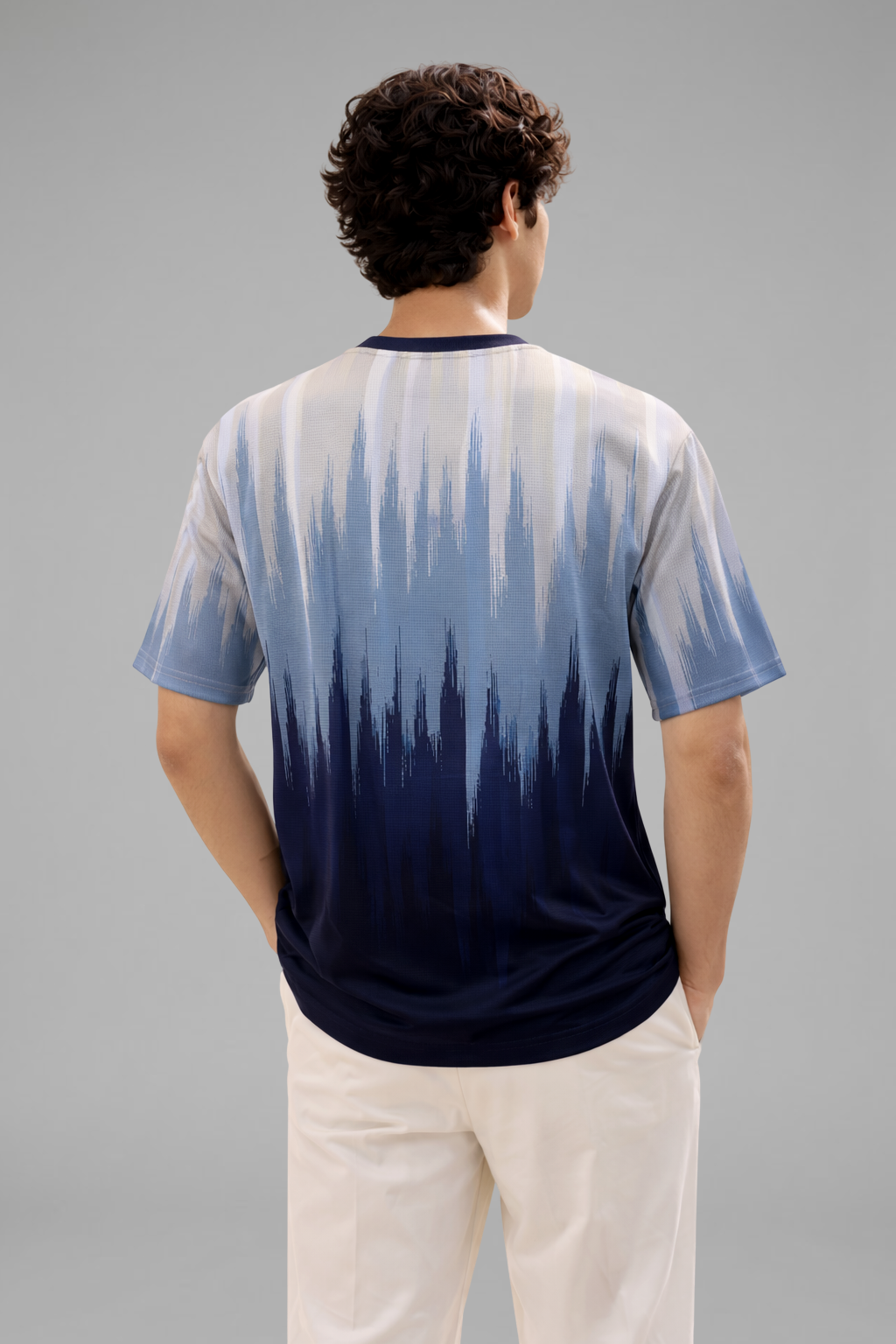 Blue Premium Fabric Oversized Printed T Shirt For Men