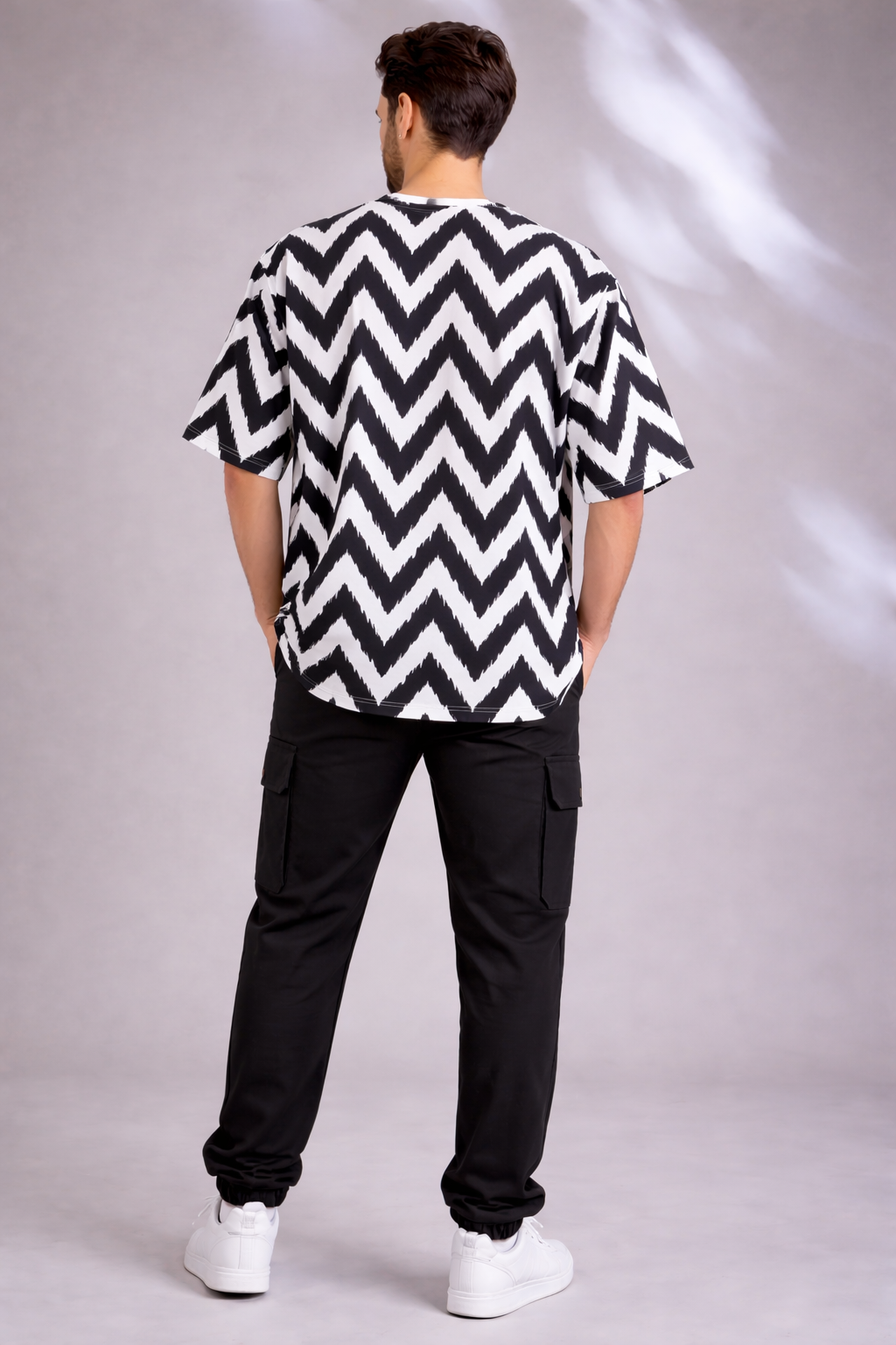 Black Premium Fabric Oversized Printed T Shirt For Men