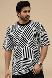 Black Premium Fabric Oversized Printed T Shirt For Men