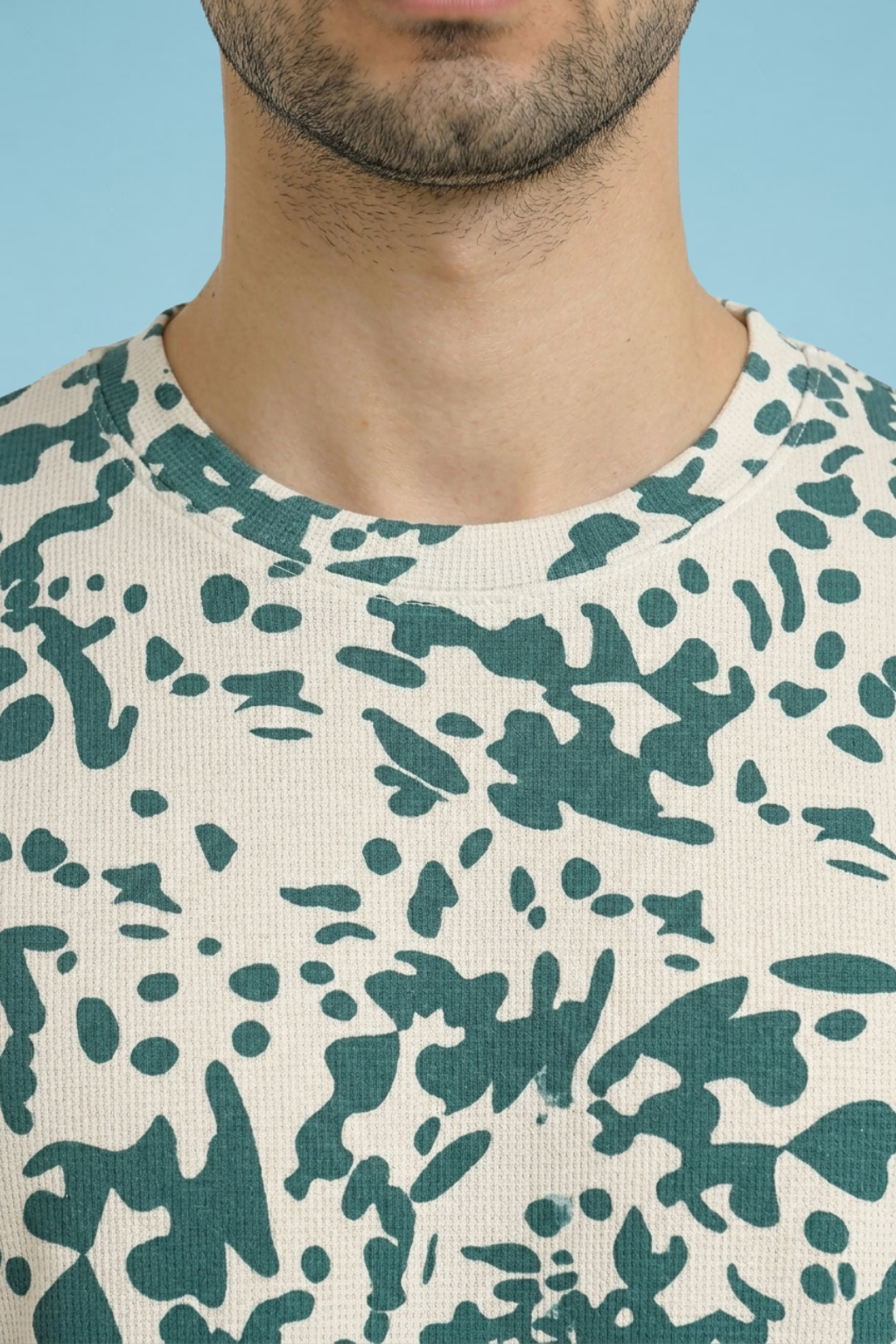 Sky Blue Premium Fabric Oversized Printed T Shirt For Men
