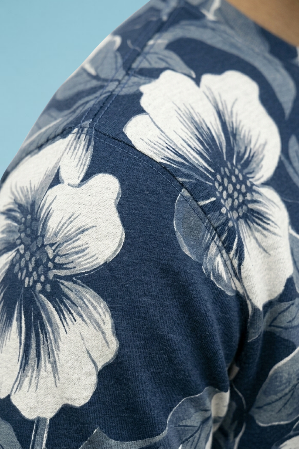 Sky Blue Premium Fabric Oversized Printed T Shirt For Men