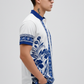 White Premium Fabric Regular Printed Polo T Shirt For Men