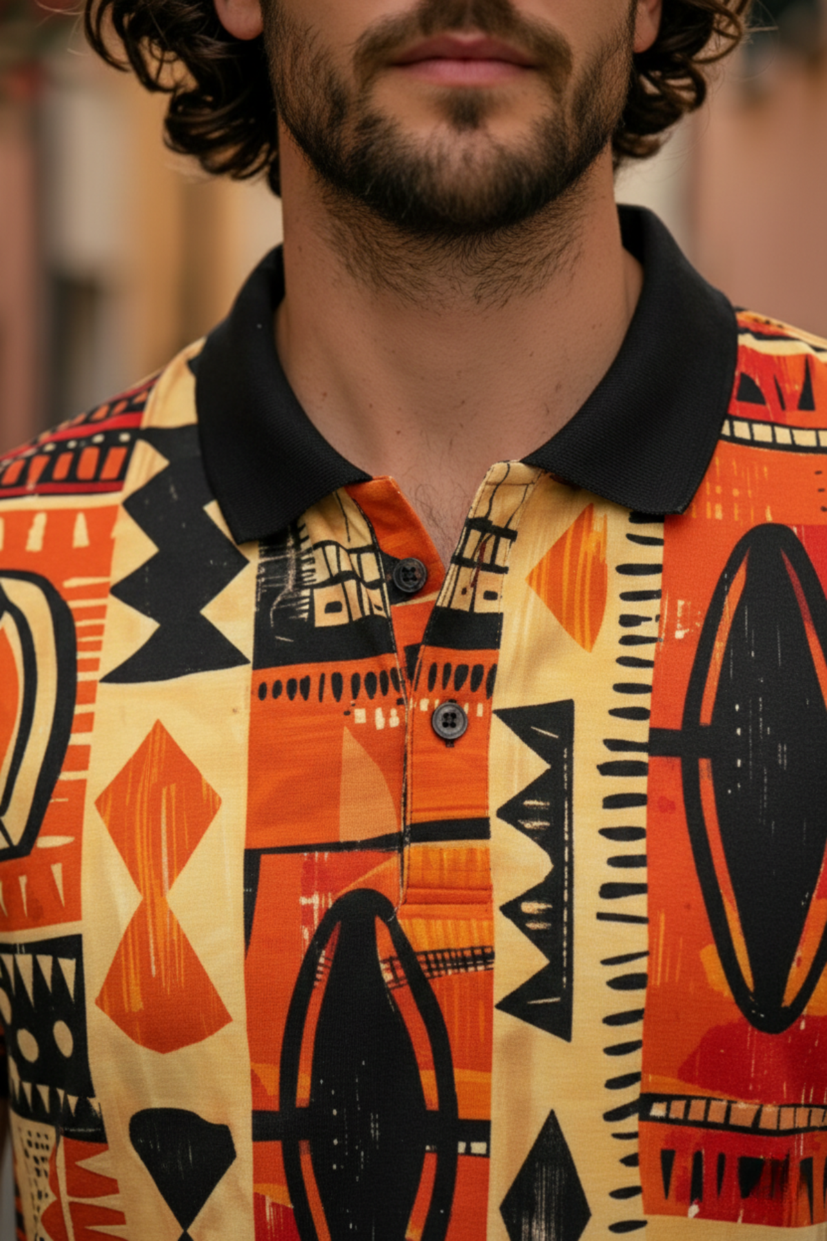 Multicolor Premium Fabric Regular Printed Polo T Shirt For Men