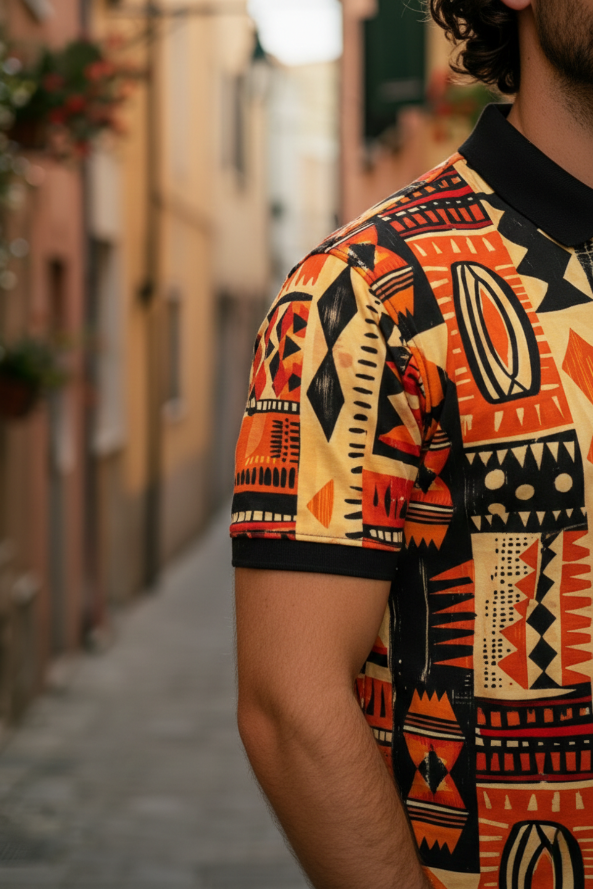 Multicolor Premium Fabric Regular Printed Polo T Shirt For Men