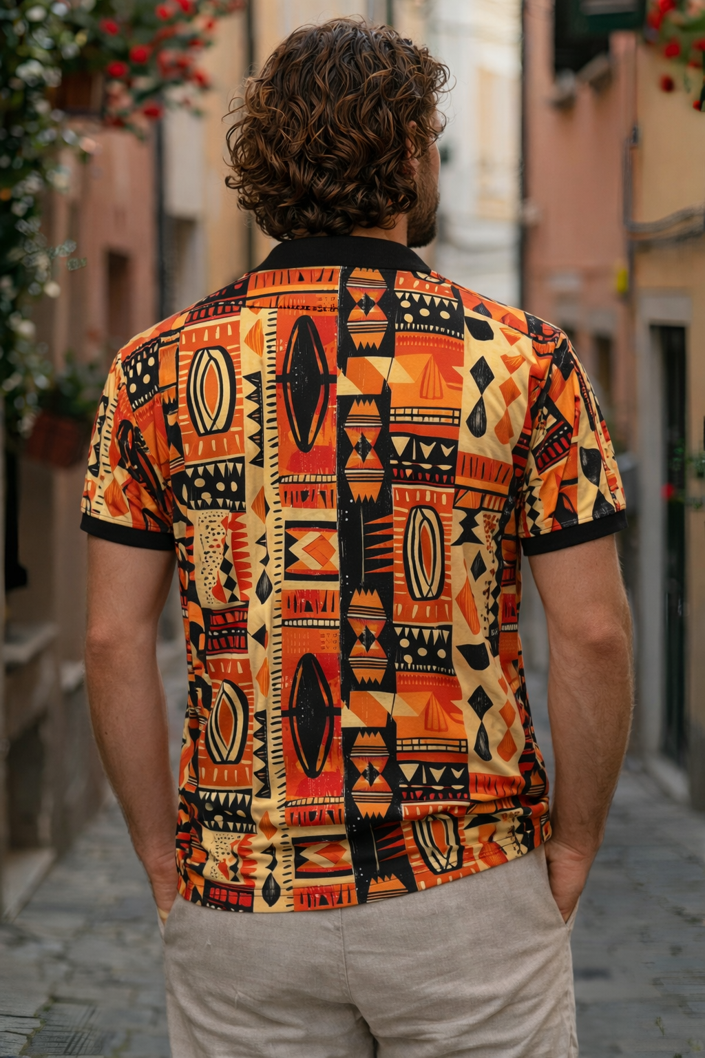 Multicolor Premium Fabric Regular Printed Polo T Shirt For Men