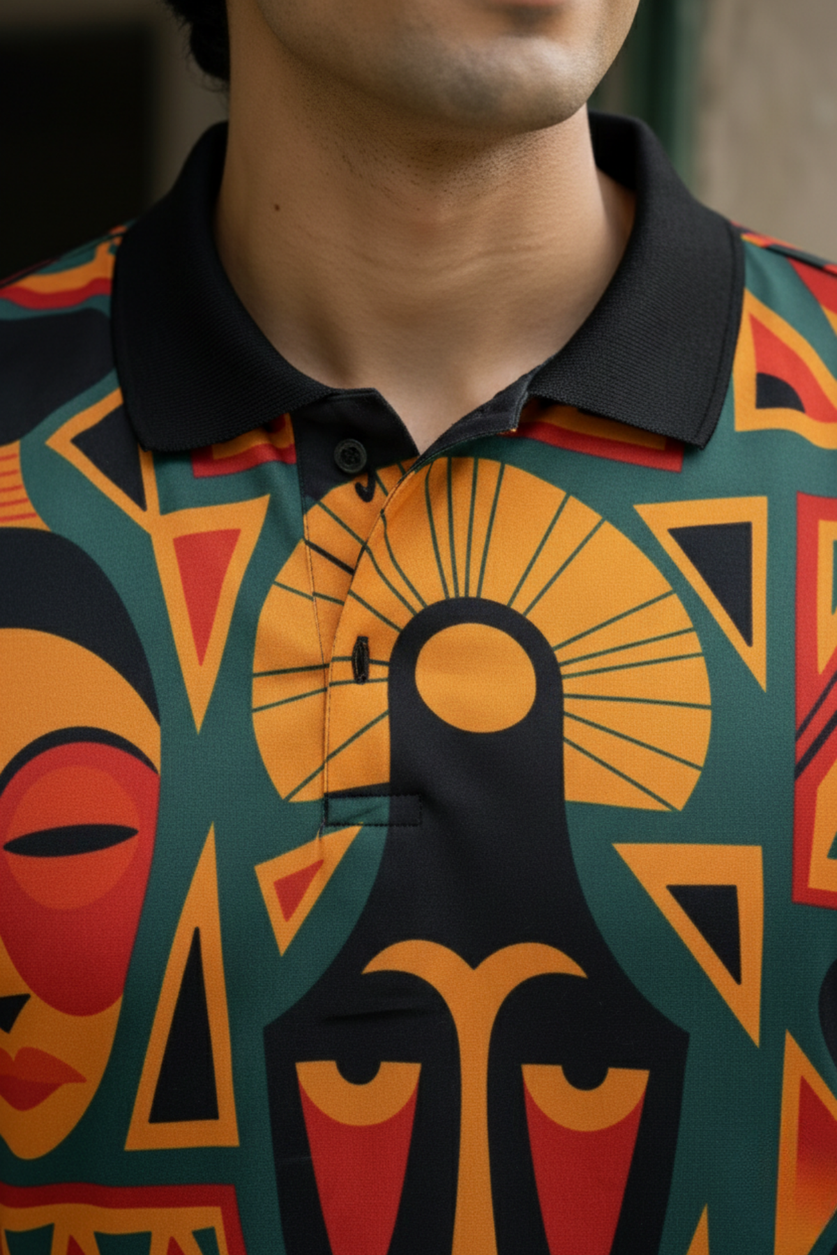 Multicolor Premium Fabric Regular Printed Polo T Shirt For Men