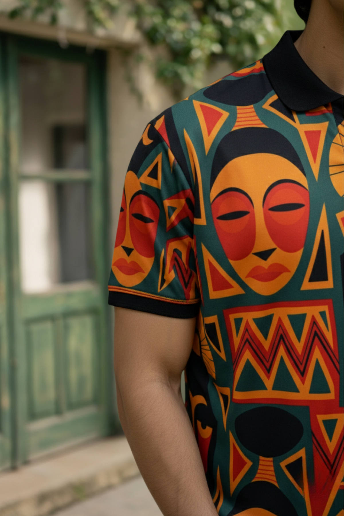 Multicolor Premium Fabric Regular Printed Polo T Shirt For Men
