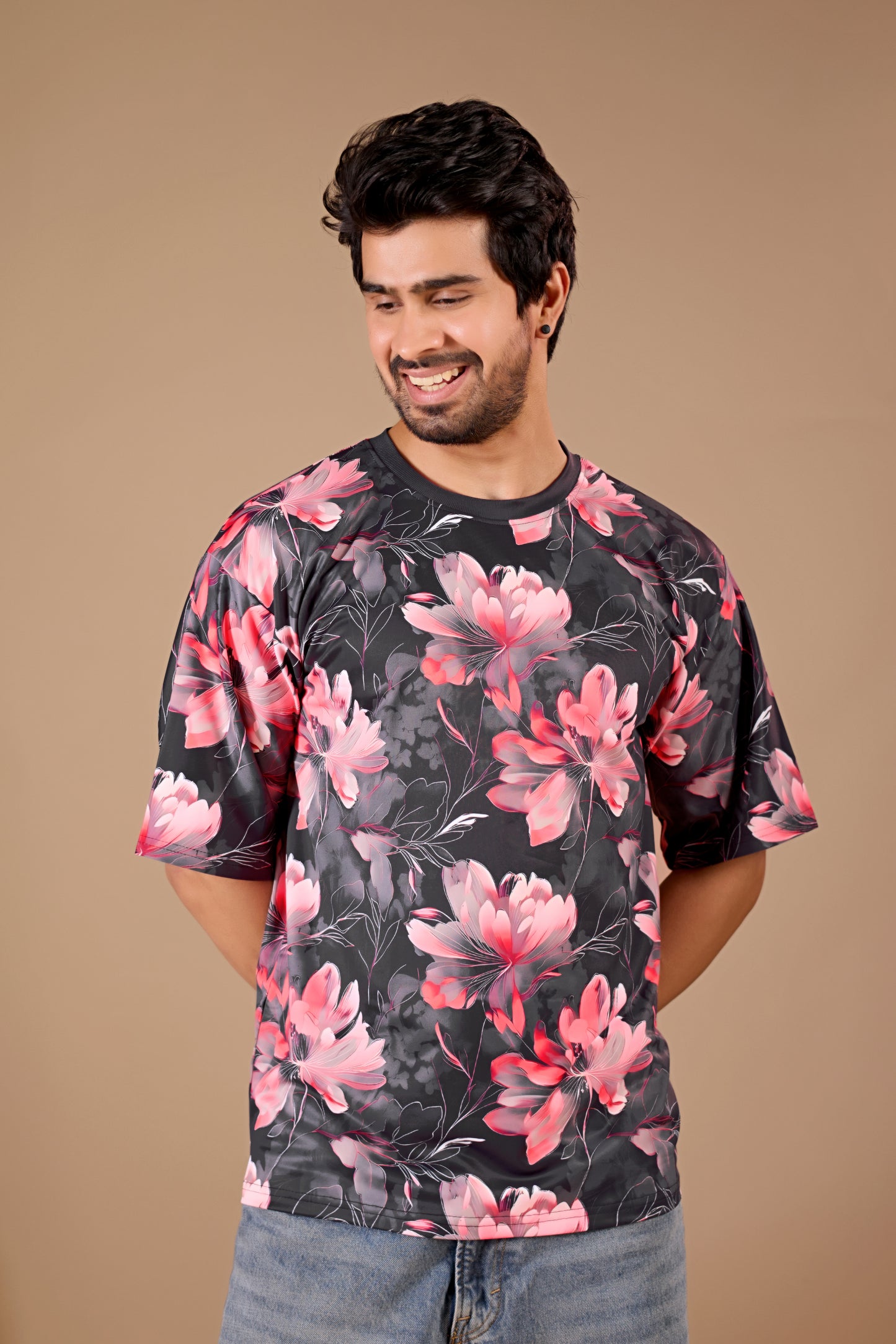 Multicolor Premium Fabric Oversized Printed T Shirt For Men