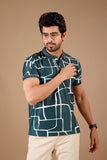 Tshirtsbuddy Mens Abstract Geometric Print Polo Shirt - Dark Teal