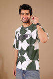 Olive Premium Fabric Oversized Printed T Shirt For Men
