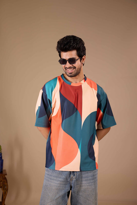 Multicolor Premium Fabric Oversized Printed T Shirt For Men