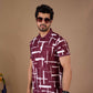 Tshirtsbuddy Men's Maroon and White Cross-Hatch Abstract Pattern Polo T-Shirt