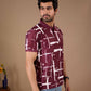 Tshirtsbuddy Men's Maroon and White Cross-Hatch Abstract Pattern Polo T-Shirt