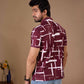 Tshirtsbuddy Men's Maroon and White Cross-Hatch Abstract Pattern Polo T-Shirt