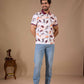 Tshirtsbuddy Men's Abstract Leaf & Crayon Stroke Print Polo T-Shirt