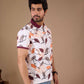 Tshirtsbuddy Men's Abstract Leaf & Crayon Stroke Print Polo T-Shirt